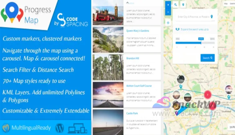 Progress Map Google Map Locations WordPress Plugin