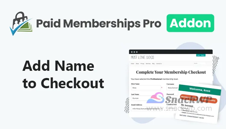 Paid Memberships Pro Add Name to Checkout Addon WordPress Plugin