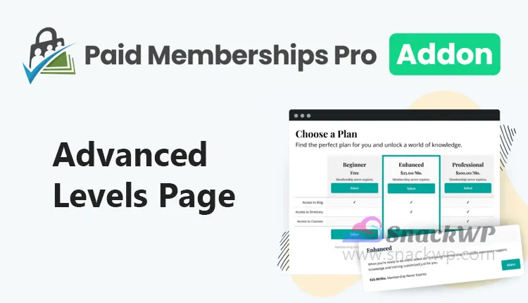 Paid Memberships Pro Advanced Levels Page Shortcode Addon WordPress Plugin