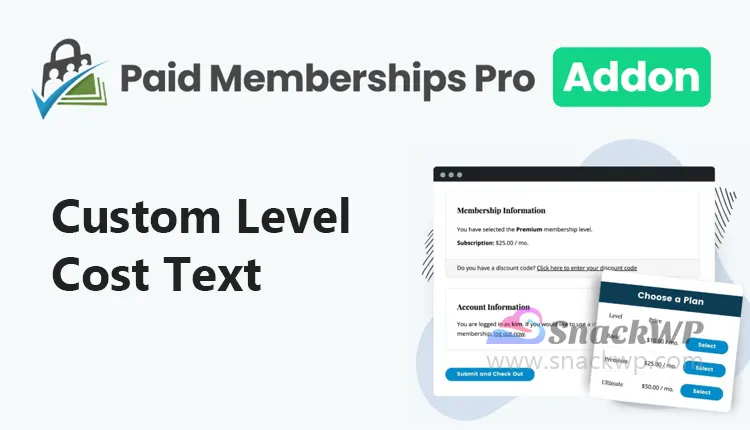 Paid Memberships Pro Custom Level Cost Text Addon WordPress Plugin
