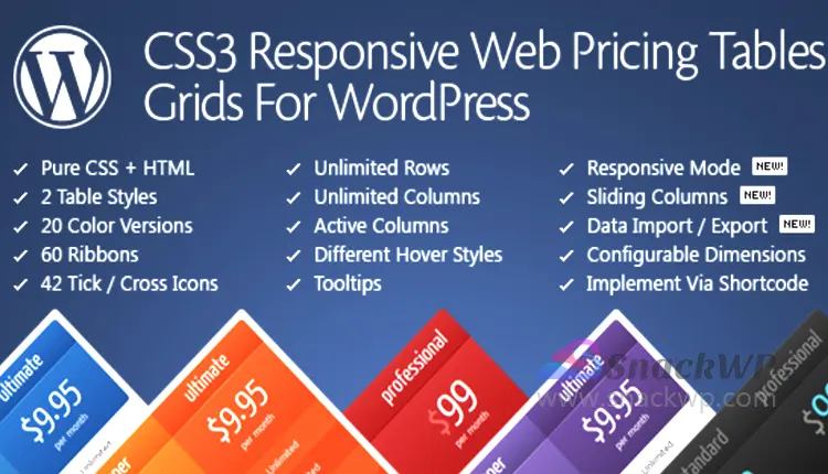 CSS3 Compare Pricing Tables Premium WordPress Plugin