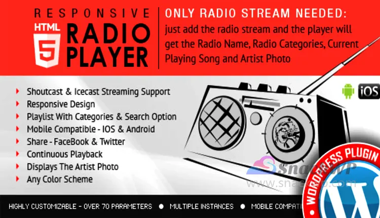 Radio Player Shoutcast & Icecast Premium WordPress Plugin