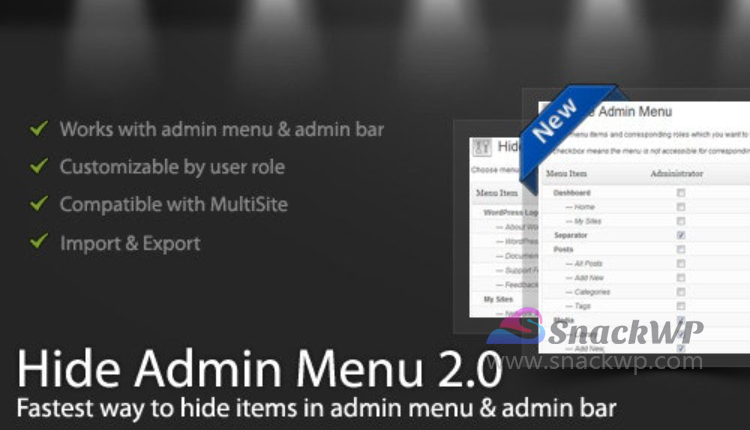 Hide Admin Menu WordPress Plugin by ProWCPlugins