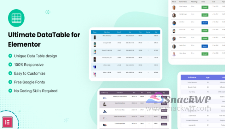 Datalentor Advanced DataTable for Elementor Plugin